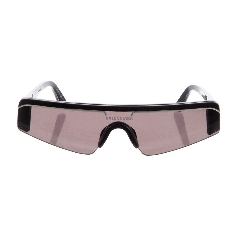 Balenciaga Black Frame Sunglasses with Pink Lenses